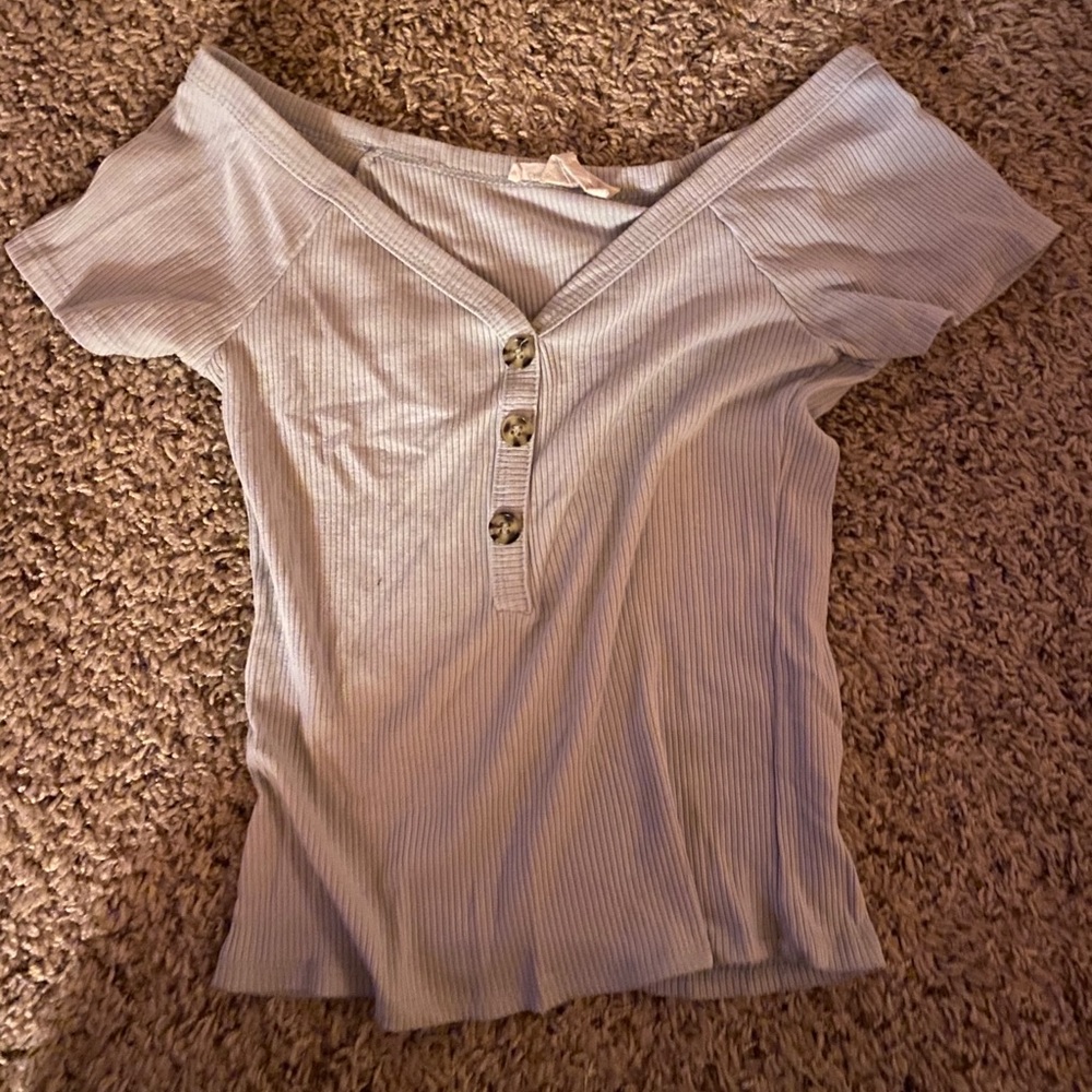 Light Blue Button Top